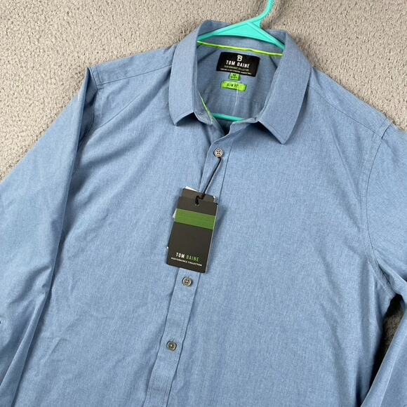 Tom Baine Slim Fit Performance Stretch Button Shirt Men's 15-15.5 Medium New - Picture 2 of 9